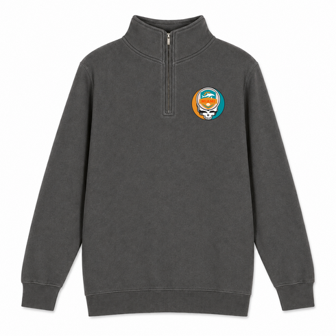 Miami Football - Premium Grateful Dead Quarter-Zip Pullover - Charcoal - 5