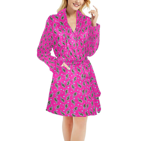 Grateful Dead - Hot Pink Lightning Bolt Women's Western Bath Robe - StealieShop