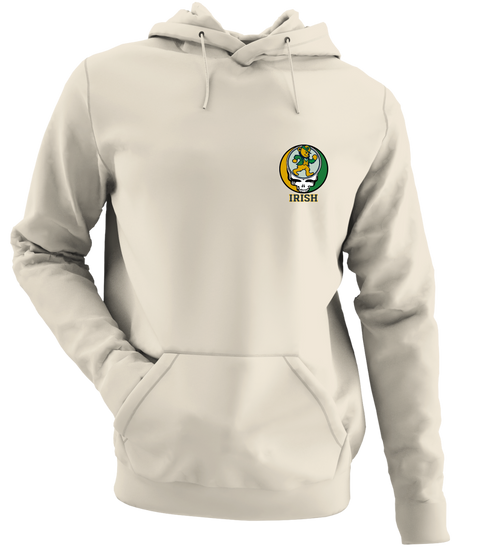 Notre Dame University Dancing Leprechaun - Premium Grateful Dead Left Chest Hoodie - Sand