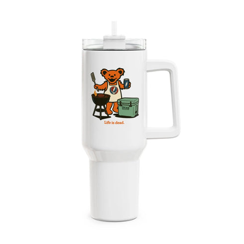Grateful Dead - Grillin' Bear Life is dead. "Fat Man" Tumbler, Double Insulated 40oz Travel Mug - StealieShop
