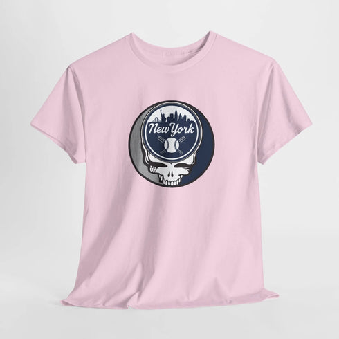 Grateful Dead - Front + Back Print - New York Yankees Stealie / Dancing Bear T-Shirt - MLB - StealieShop