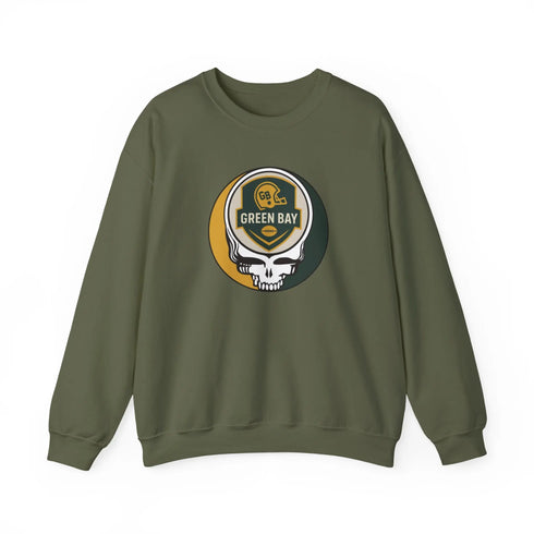 Grateful Dead - Green Bay Packers Grateful Dead Stealie Crewneck Sweatshirt - StealieShop