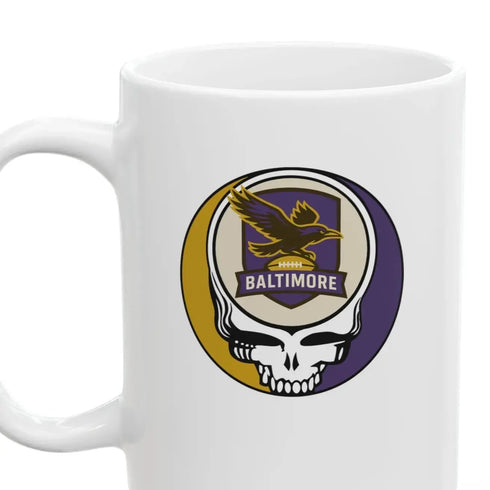 Grateful Dead - The Gridiron Collection: Baltimore Ravens Stealie Ceramic Coffee Mug - NFL - StealieShop