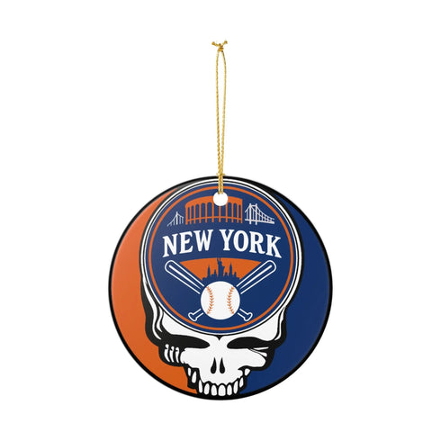 Grateful Dead - New York Baseball Stealie Christmas Ornament - StealieShop