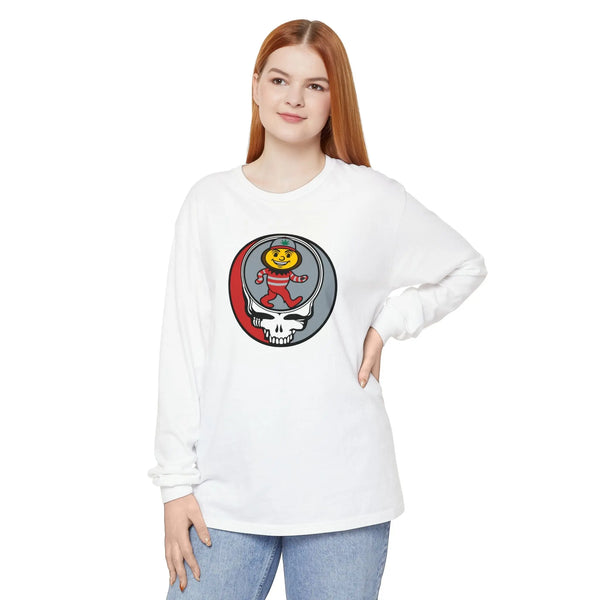 Grateful Dead - Ohio State Dancing Buckeye Vineyard Collection Unisex Garment-dyed Long Sleeve - StealieShop