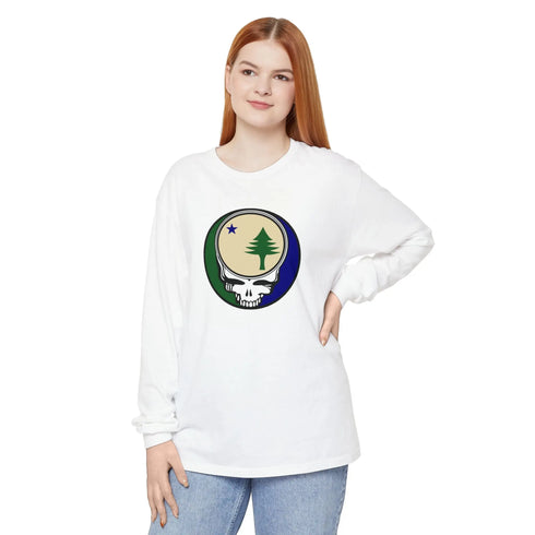 Grateful Dead - Maine Unofficial State Flag Vineyard Collection Unisex Garment-dyed Long Sleeve - StealieShop