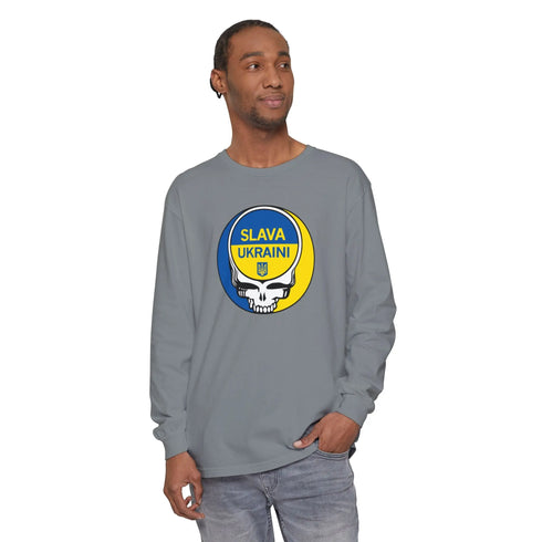 Grateful Dead - Slava Ukraini Garment-Dyed Long Sleeve T-Shirt - StealieShop