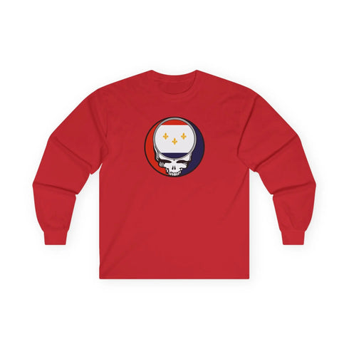 Grateful Dead - New Orleans Flag Stealie Unisex Ultra Cotton Long Sleeve Tee - StealieShop