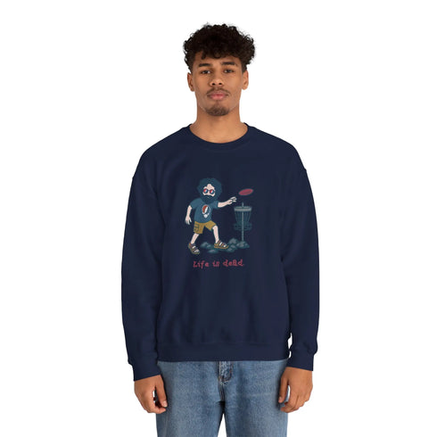 Grateful Dead - Disc Golfin' Jerry | Life is dead. Crewneck Sweatshirt - StealieShop