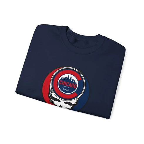 Grateful Dead - Chicago Cubs Stealie Grateful Dead Crewneck Sweatshirt - MLB - StealieShop