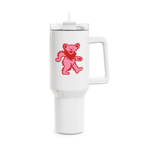 Grateful Dead - Pink Dancing Bear "Fat Man" Tumbler, Double Insulated 40oz Travel Mug - StealieShop