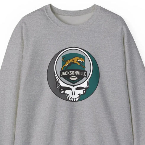 Grateful Dead - Jacksonville Jaguars Grateful Dead Stealie Crewneck Sweatshirt - NFL - StealieShop