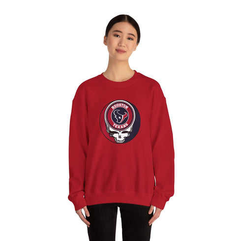 Houston Texans Logo Stealie Grateful Dead Crewneck Grateful Dead Sweatshirt