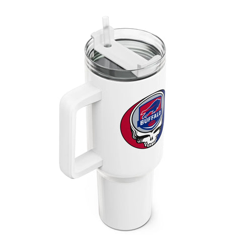 Grateful Dead - Buffalo Bills Stealie "Fat Man" Tumbler, Double Insulated 40oz Travel Mug - NFL - StealieShop
