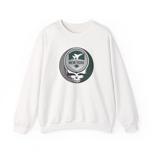 Grateful Dead - New York Jets Grateful Dead Stealie Crewneck Sweatshirt - NFL - StealieShop