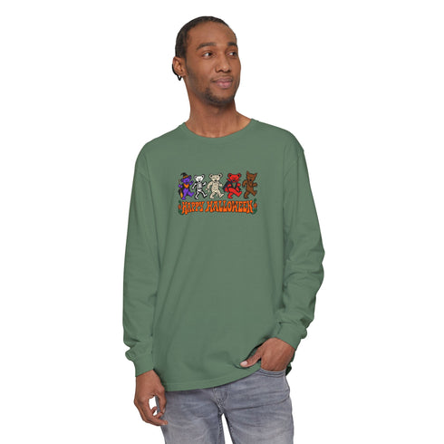 Trick-Or-Treating Bears Place Garment-Dyed Long Sleeve T-Shirt