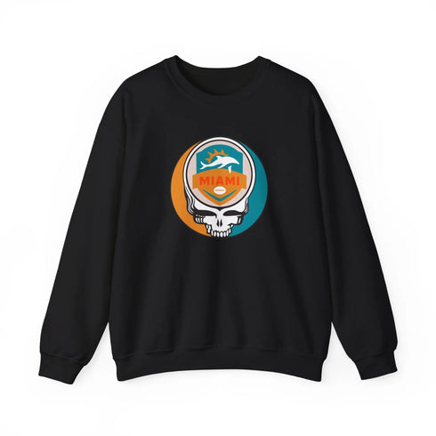 Grateful Dead - Miami Dolphins Grateful Dead Stealie Crewneck Sweatshirt - NFL - StealieShop