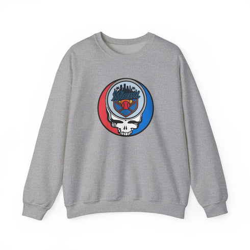 Grateful Dead - Miami Marlins Grateful Dead Stealie Crewneck Sweatshirt - MLB - StealieShop