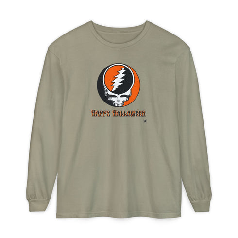 Happy Halloween Stealie Garment-Dyed Long Sleeve T-Shirt