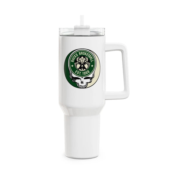 Grateful Dead - Milwaukee Bucks Stealie "Fat Man" Tumbler, Double Insulated 40oz Travel Mug - StealieShop