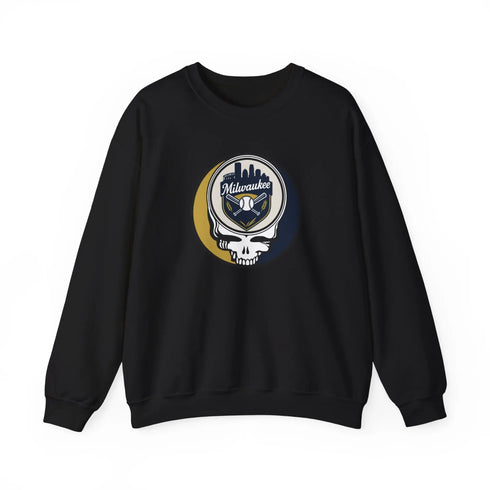 Grateful Dead - Milwaukee Brewers Stealie Grateful Dead Crewneck Sweatshirt - MLB - StealieShop