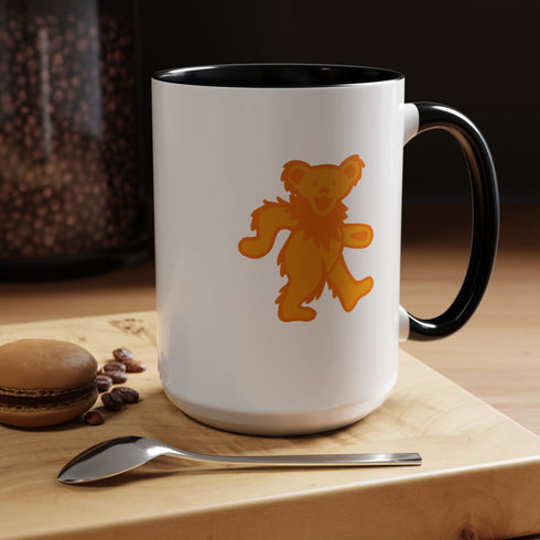 Grateful Dead - Orange Dancing Bear Stealie Coffee Mug - StealieShop