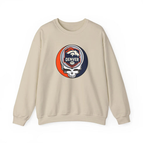 Grateful Dead - Denver Broncos Grateful Dead Stealie Crewneck Sweatshirt - NFL - StealieShop