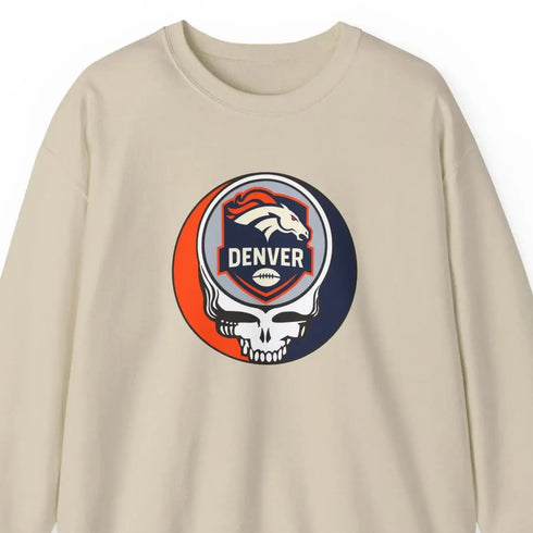 Grateful Dead - Denver Broncos Grateful Dead Stealie Crewneck Sweatshirt - NFL - StealieShop