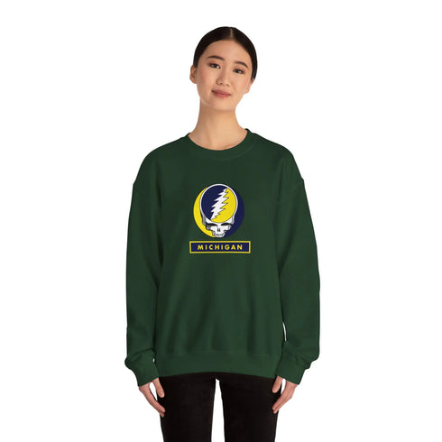 University of Michigan Grateful Dead Stealie Crewneck Sweatshirt - StealieShop