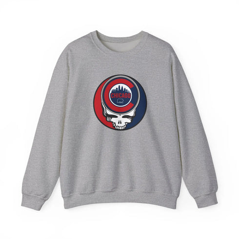 Grateful Dead - Chicago Cubs Stealie Grateful Dead Crewneck Sweatshirt - MLB - StealieShop