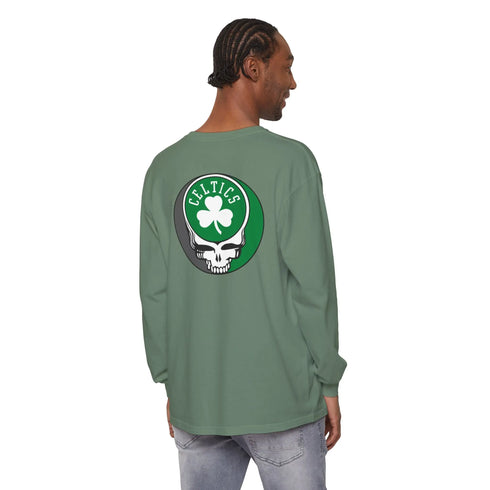 Grateful Dead - Boston Celtics Two-Sided Vineyard Collection Garment-dyed Long Sleeve T-Shirt - StealieShop