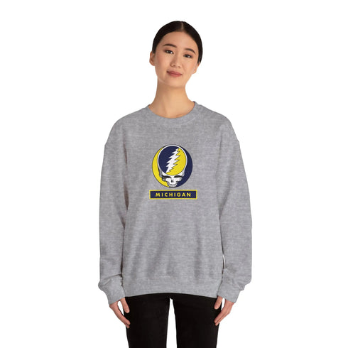 University of Michigan Grateful Dead Stealie Crewneck Sweatshirt - StealieShop