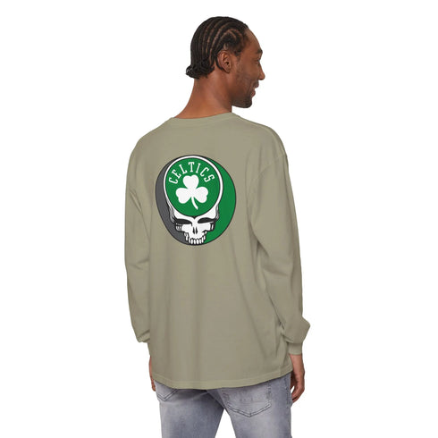 Grateful Dead - Boston Celtics Two-Sided Vineyard Collection Garment-dyed Long Sleeve T-Shirt - StealieShop