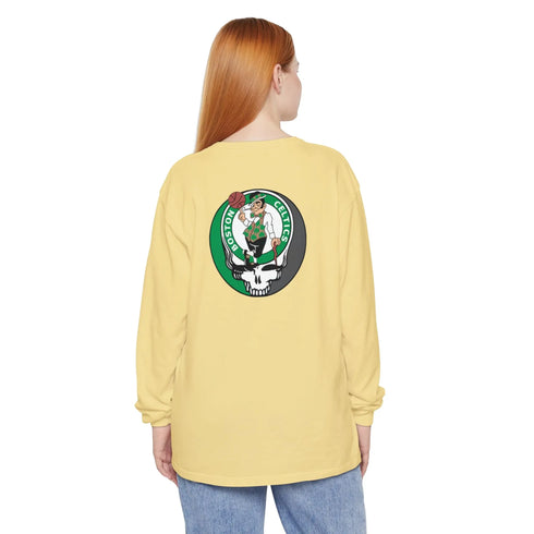 Grateful Dead - Boston Celtics Two-Sided Vineyard Collection Garment-Dyed Long Sleeve T-Shirt - StealieShop