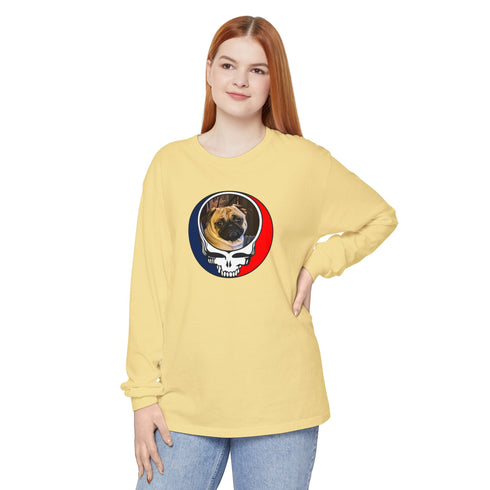 Custom Dog Stealie Garment-Dyed Long Sleeve T-Shirt (91)