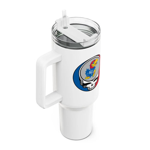 Grateful Dead - University of Kansas Stealie "Fat Man" Tumbler, Double Insulated 40oz Travel Mug - StealieShop