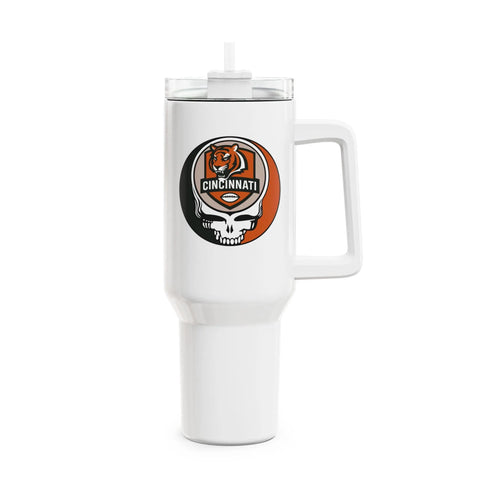 Grateful Dead - Cincinnati Bengals Stealie "Fat Man" Tumbler, Double Insulated 40oz Travel Mug - NFL - StealieShop