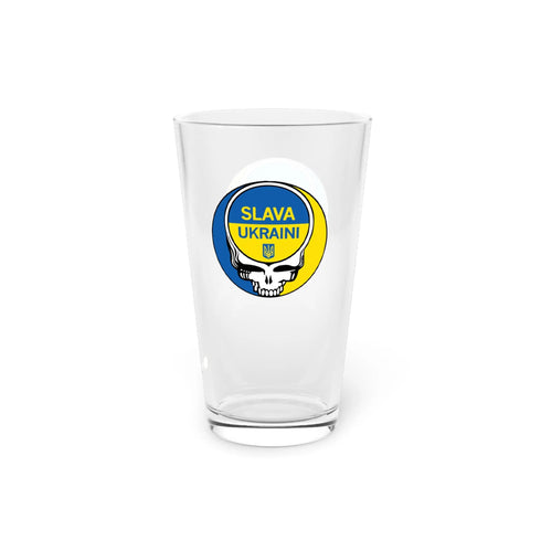 Slava Ukraini Stealie Pint Glass, 16oz Printify