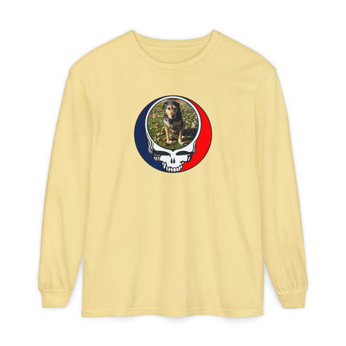 Custom Dog Stealie Garment-Dyed Long Sleeve T-Shirt (165)