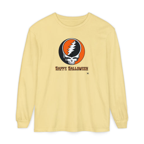 Happy Halloween Stealie Garment-Dyed Long Sleeve T-Shirt