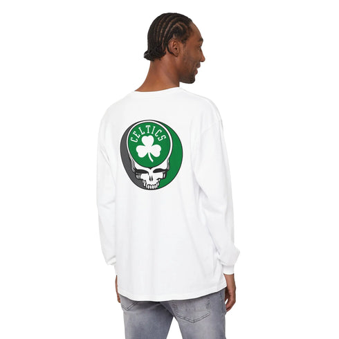Grateful Dead - Boston Celtics Two-Sided Vineyard Collection Garment-dyed Long Sleeve T-Shirt - StealieShop