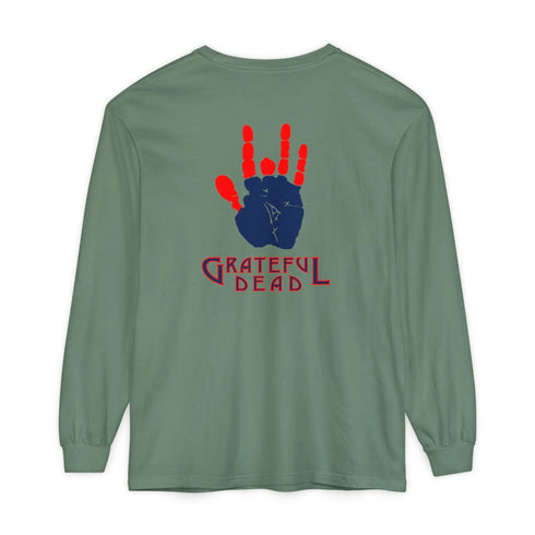 Grateful Dead - Jerry's Hand Two-Sided Vineyard Collection Garment-dyed Long Sleeve T-Shirt - StealieShop