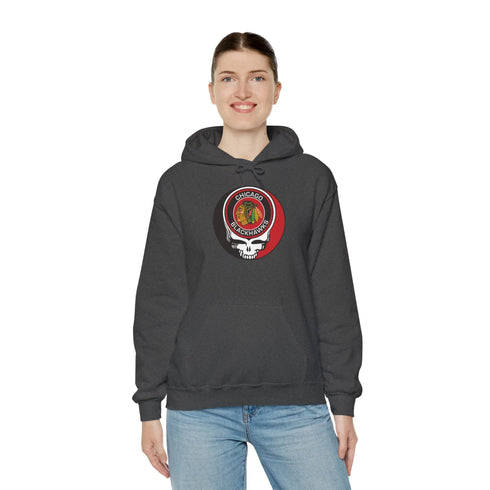 Chicago Blackhawks Grateful Dead Unisex Heavy Blend Hoodie StealieShop