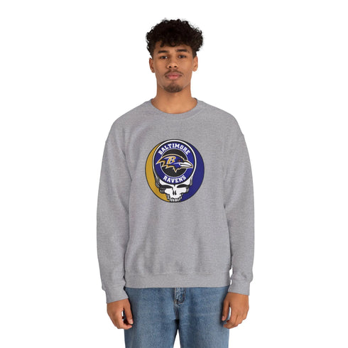 Grateful Dead - Baltimore Ravens Grateful Dead Stealie Crewneck Sweatshirt - StealieShop