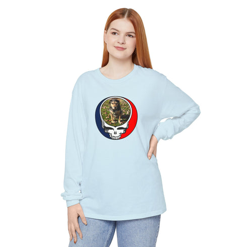 Custom Dog Stealie Garment-Dyed Long Sleeve T-Shirt (165)