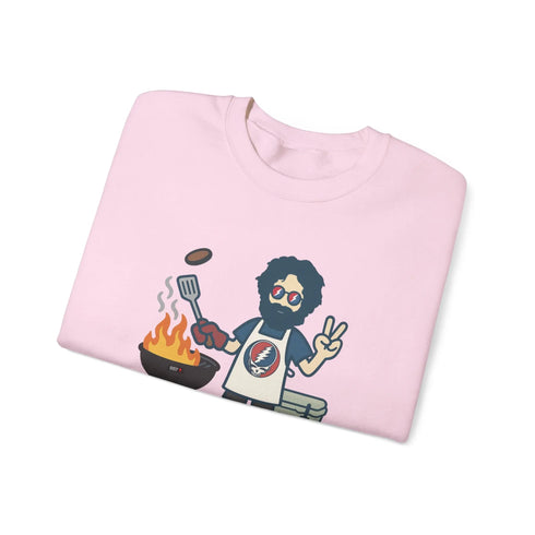 Grateful Dead - Grillin' Jerry | Life is dead. Crewneck Sweatshirt - StealieShop