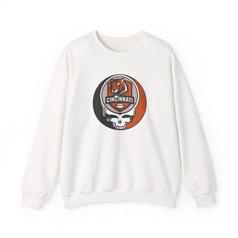 Grateful Dead - Cincinnati Bengals Grateful Dead Stealie Crewneck Sweatshirt - NFL - StealieShop