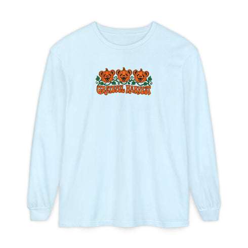 Pumpkin Bears Garment-Dyed Long Sleeve T-Shirt