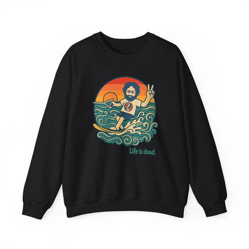 Grateful Dead - Waterskiin' Jerry Life is dead. Crewneck Sweatshirt - StealieShop