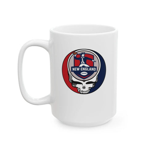 Grateful Dead - New England Patriots Stealie Ceramic Coffee Mug - NFL - StealieShop